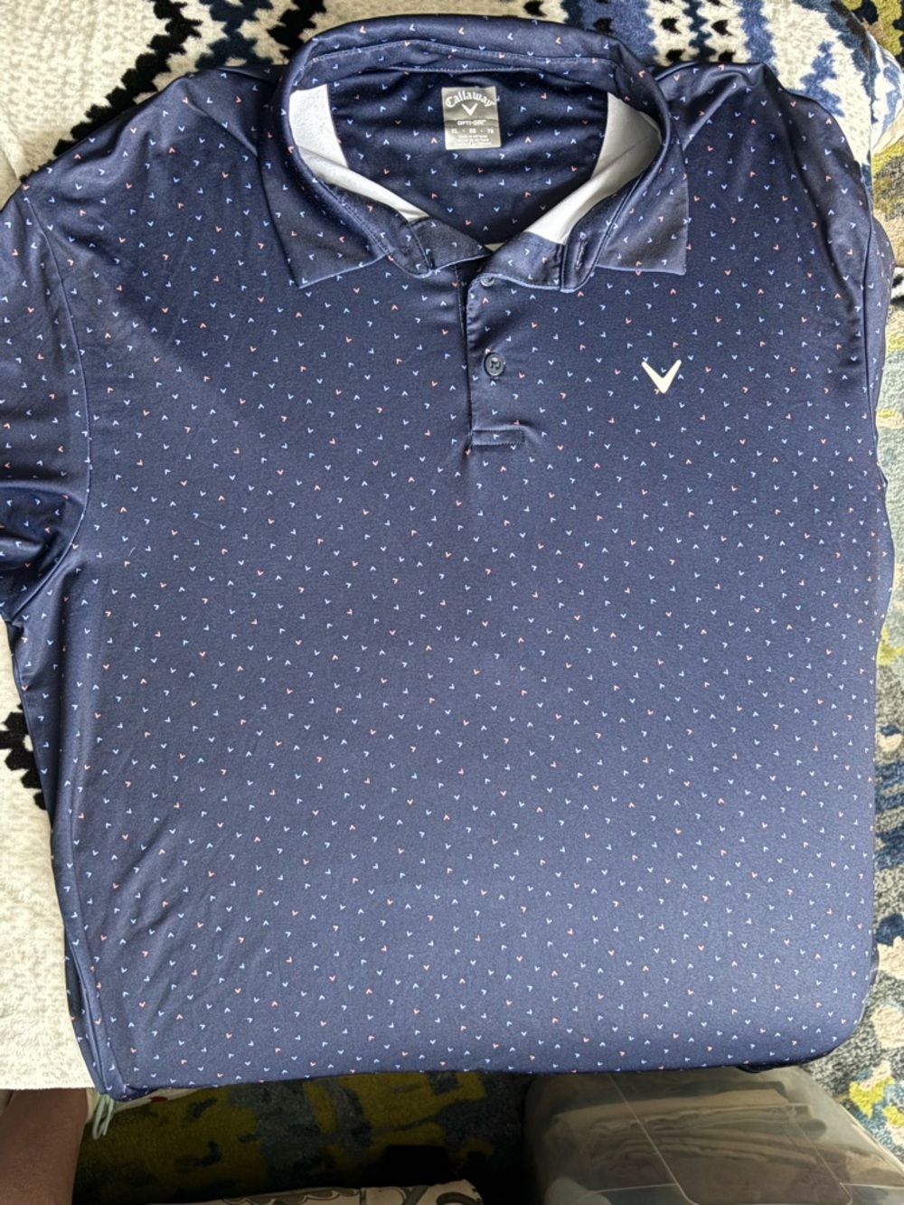 Callaway Navy Microprint Short-Sleeve Polo with White Logo